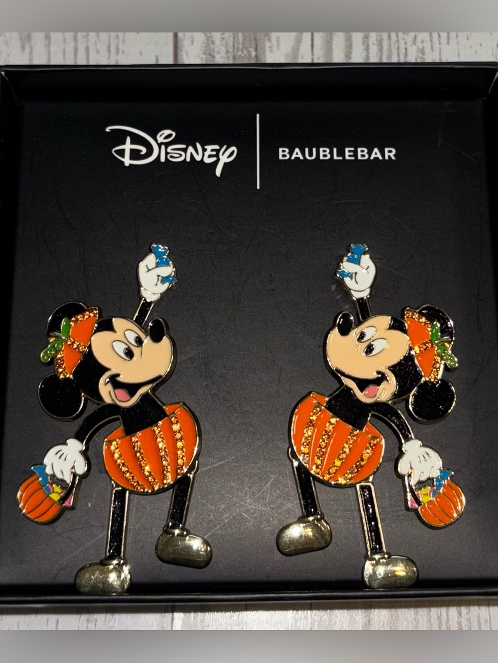 Disney x BaubleBar Mickey Mouse Pumpkin Earrings NIB Halloween